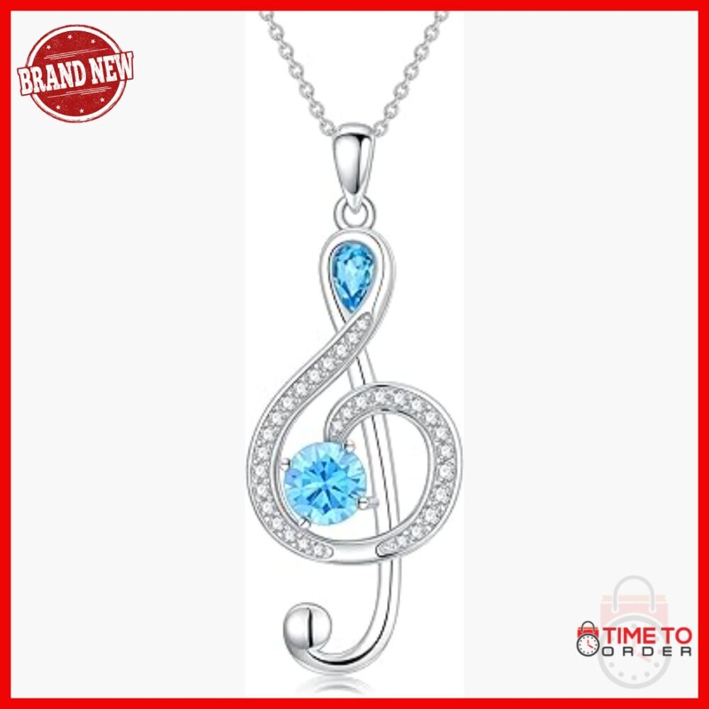 Sterling Silver Music Note Pendant Necklace 18" Chain Gift for Women